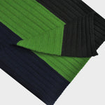 Club Stripes Ribbed Wool Scarf in Navy, Green & Brown