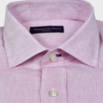 Spread Collar Linen Shirt in Pink