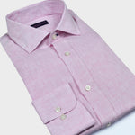 Spread Collar Linen Shirt in Pink