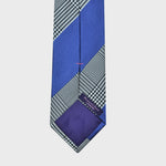 Prince of Wales Check with Bold Stripe Silk Tie in Royal Blue