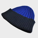 Wool Beanie in Royal Blue & Navy