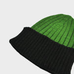 Wool Beanie in Lime Green & Dark Brown