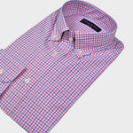 Pink, Blue & White Gingham Check Button Down Shirt