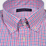 Pink, Blue & White Gingham Check Button Down Shirt