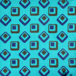 Retro Shapes Cotton & Cashmere Pocket Square in Teal & Blue