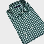 Green & White Gingham Check Button Down Shirt