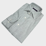 Heavyweight Brushed Cotton Spread Collar Herringbone Shirt in Grey