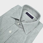 Heavyweight Brushed Cotton Spread Collar Herringbone Shirt in Grey