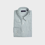 Brushed Cotton Button Down Micro Puppy Check Shirt in Grey