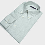 Brushed Cotton Button Down Micro Puppy Check Shirt in Grey