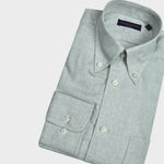 Brushed Cotton Button Down Micro Puppy Check Shirt in Grey