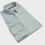 Brushed Cotton Button Down Micro Puppy Check Shirt in Grey