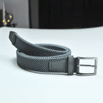 Light Blue Woven Belt with Light Blue Suede Trim & Brass Buckle