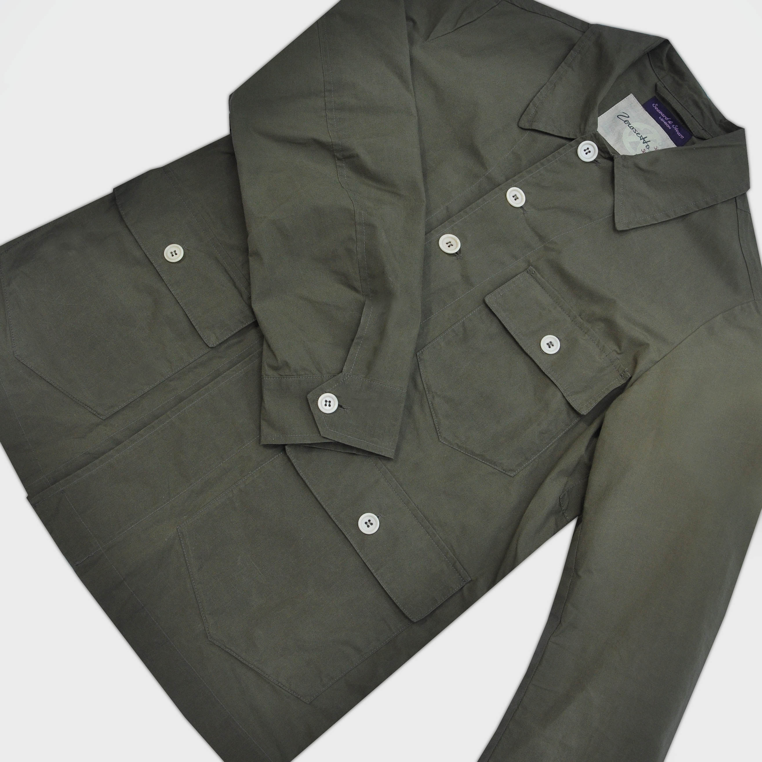 Wax Cotton Light Jacket in Khaki Green