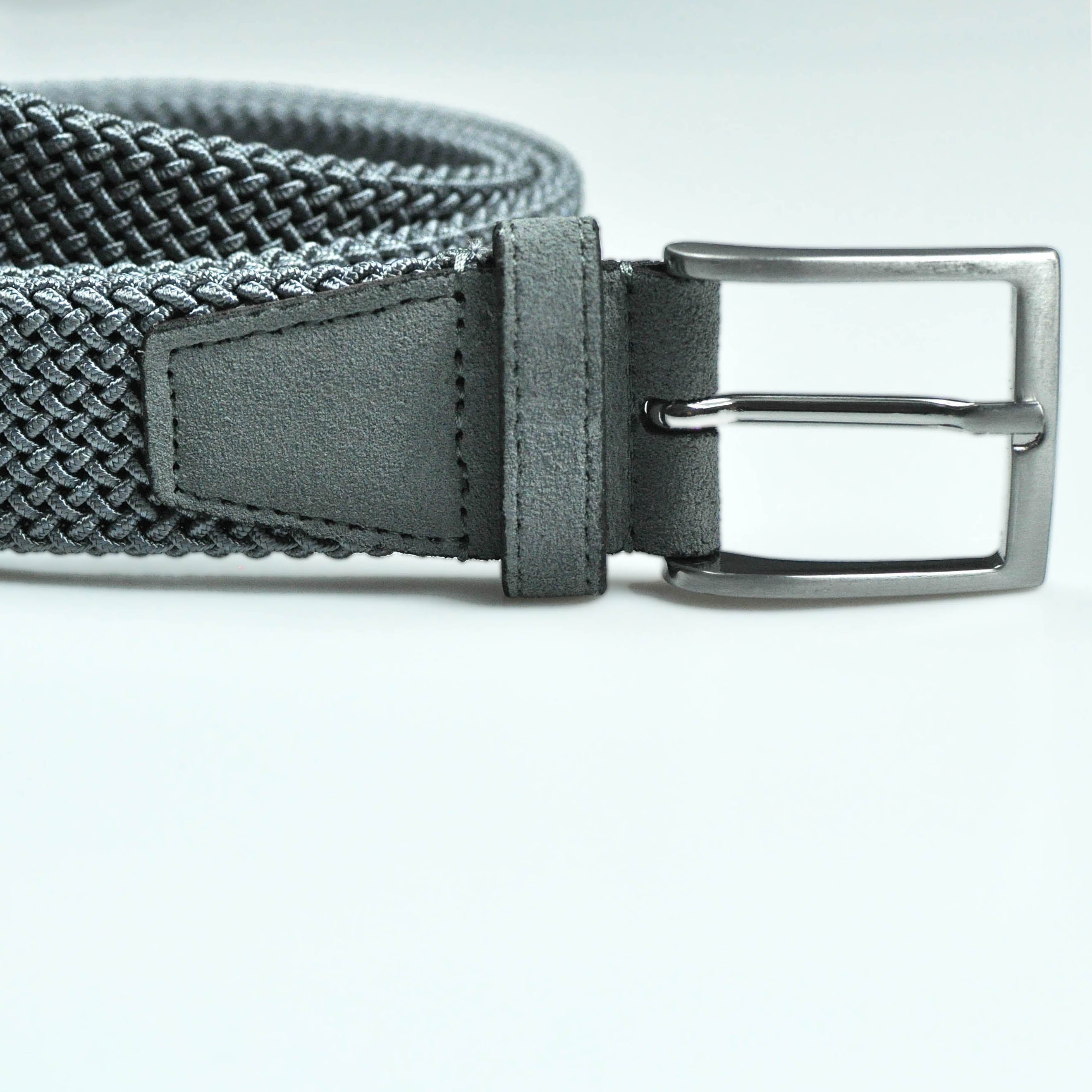 Light Blue Woven Belt with Light Blue Suede Trim & Brass Buckle