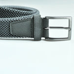 Light Blue Woven Belt with Light Blue Suede Trim & Brass Buckle