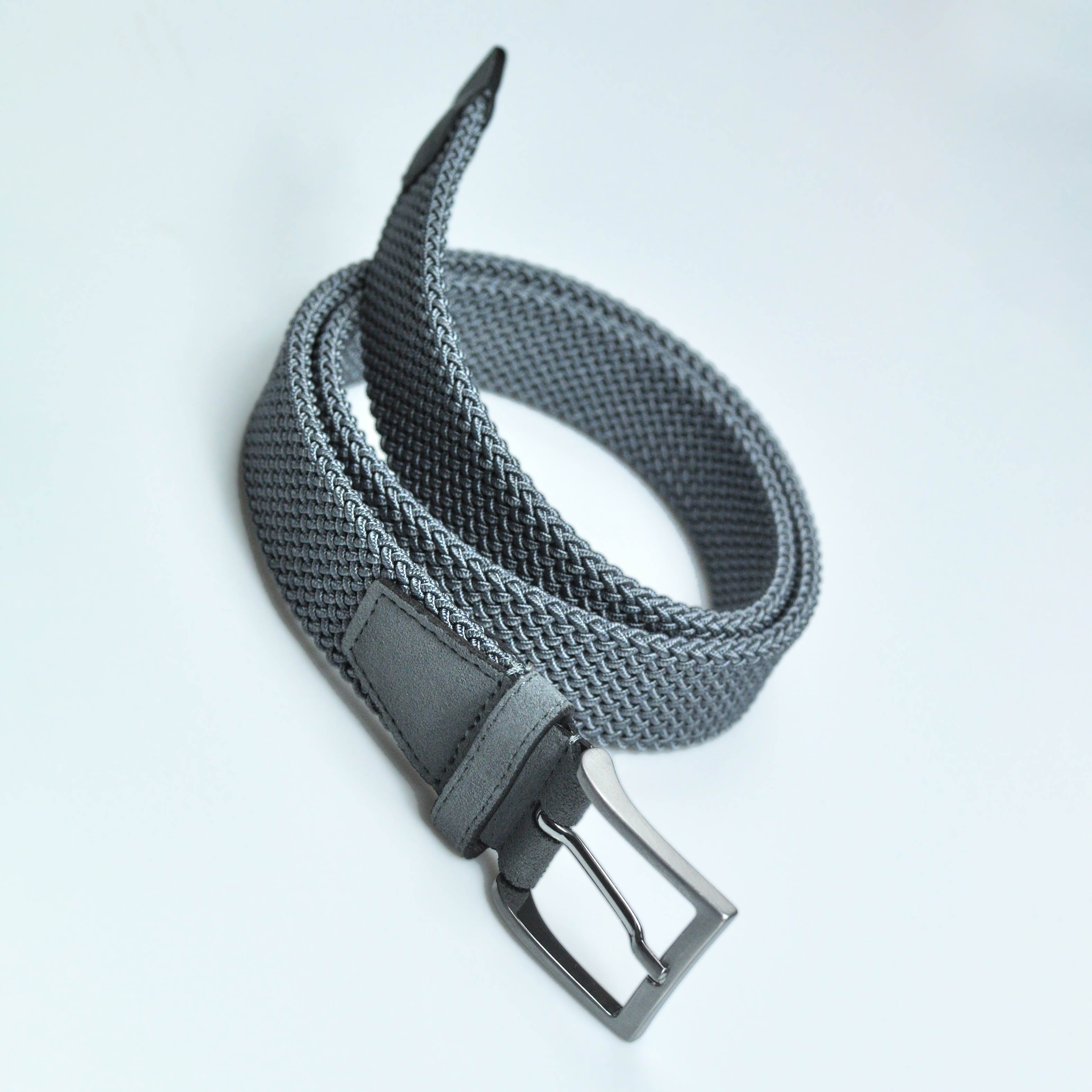 Light Blue Woven Belt with Light Blue Suede Trim & Brass Buckle