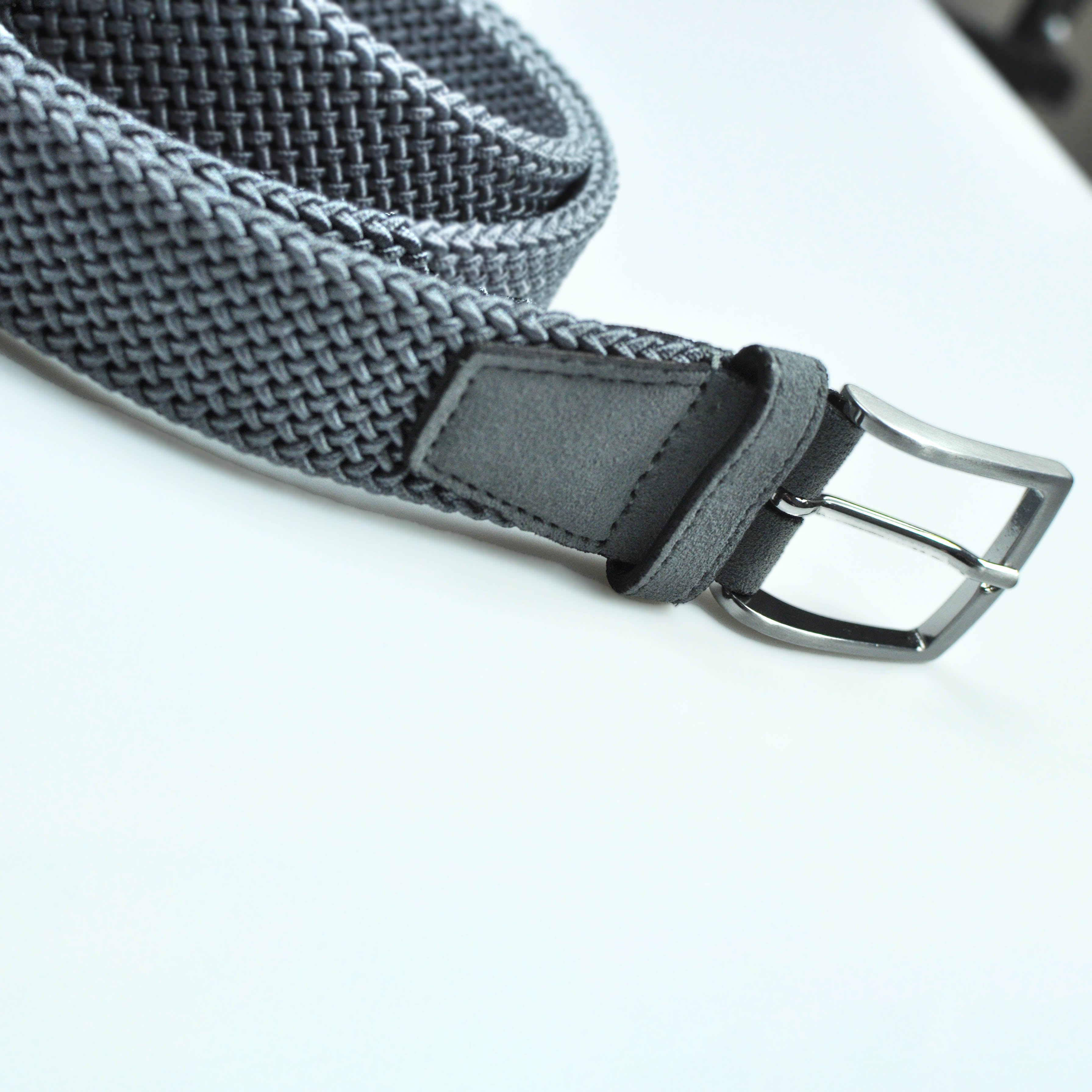 Light Blue Woven Belt with Light Blue Suede Trim & Brass Buckle