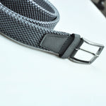 Light Blue Woven Belt with Light Blue Suede Trim & Brass Buckle