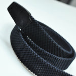 Navy Blue Woven Belt with Blue Suede Trim & Brass Buckle