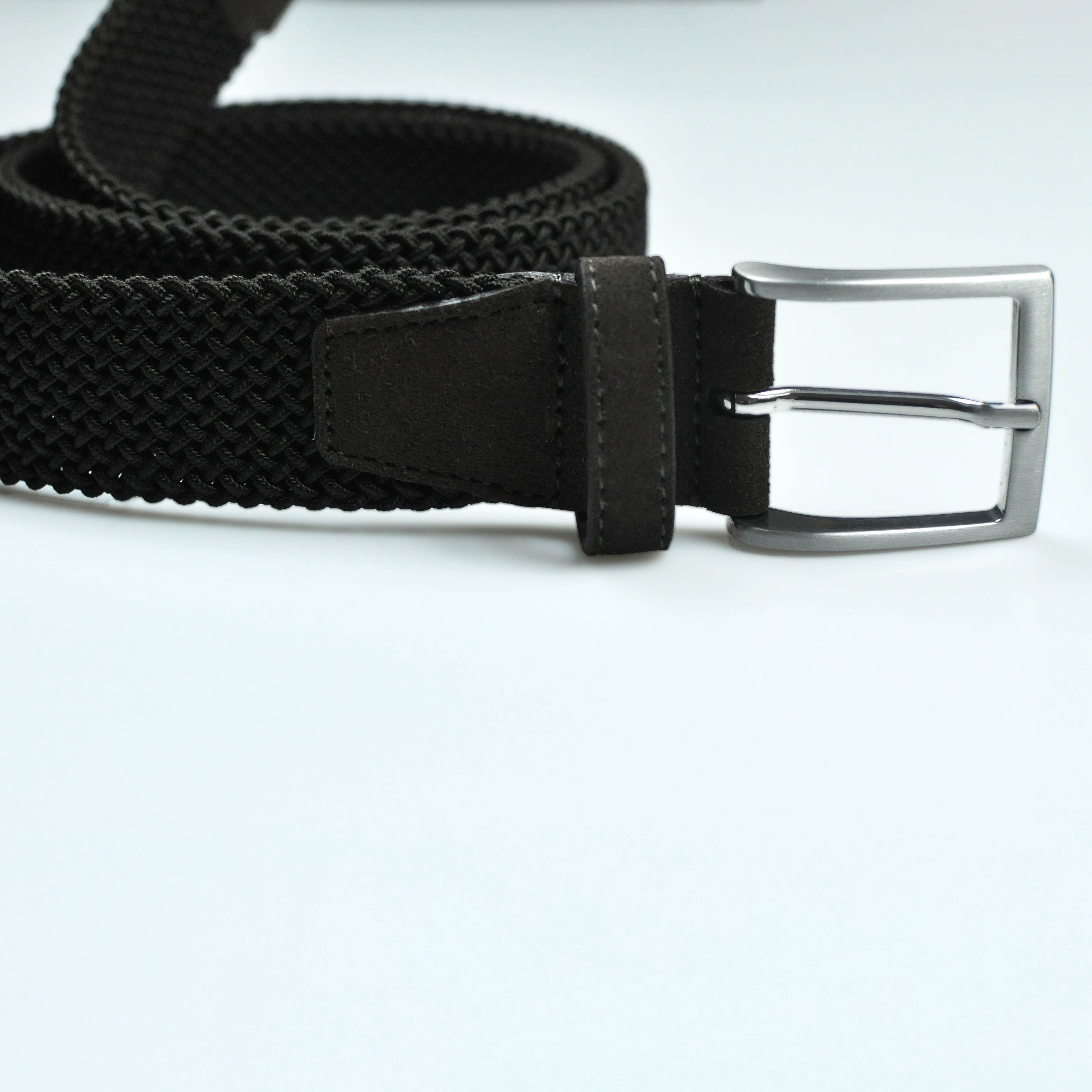 Brown Woven Belt with Brown Suede Trim & Brass Buckle