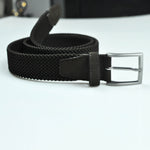 Brown Woven Belt with Brown Suede Trim & Brass Buckle