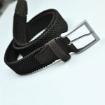 Brown Woven Belt with Brown Suede Trim & Brass Buckle