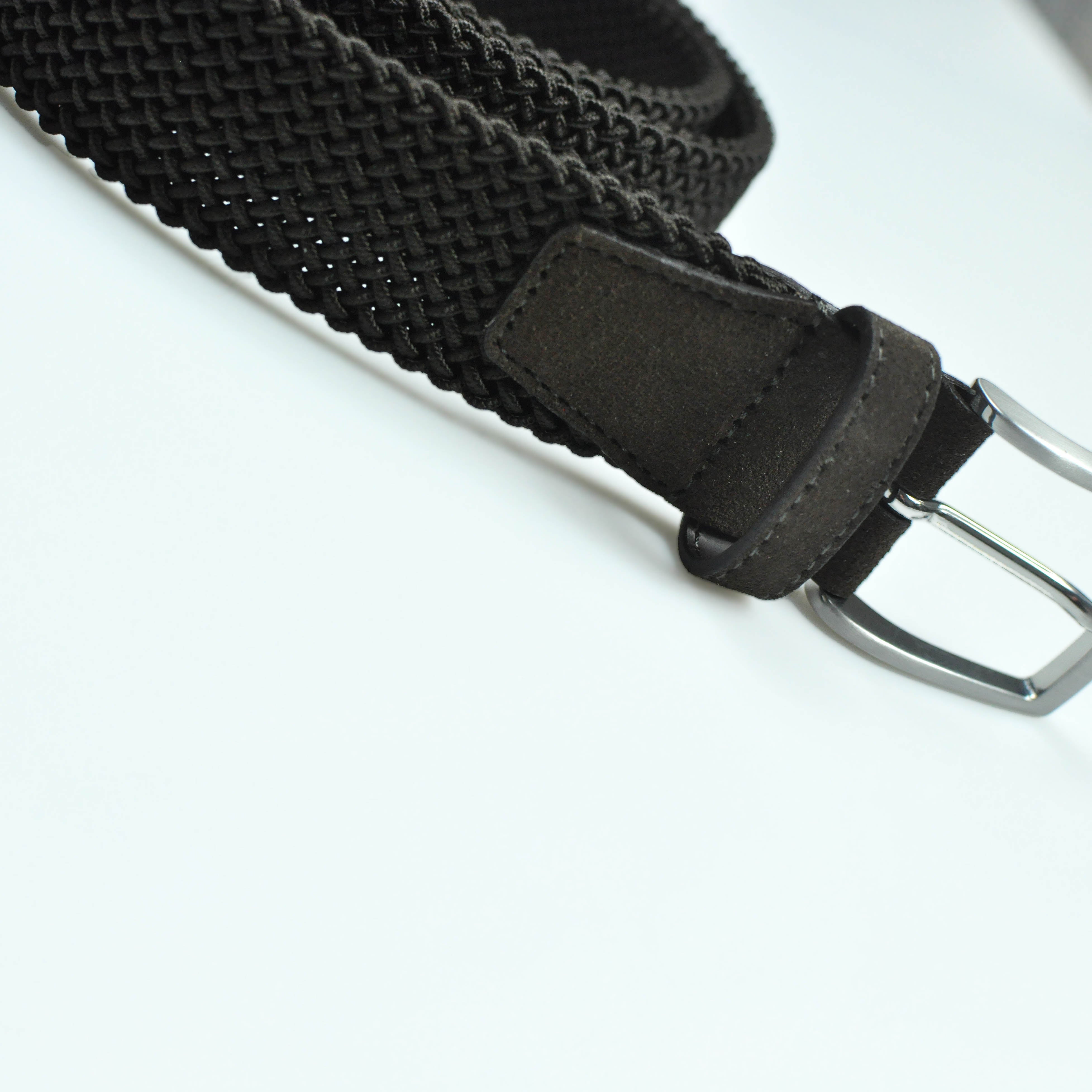 Brown Woven Belt with Brown Suede Trim & Brass Buckle