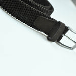 Brown Woven Belt with Brown Suede Trim & Brass Buckle