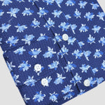 Spread Collar Flowery Seesucker Shirt in Blue