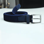 Royal Blue Woven Belt with Royal Blue Suede Trim & Brass Buckle