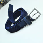 Royal Blue Woven Belt with Royal Blue Suede Trim & Brass Buckle