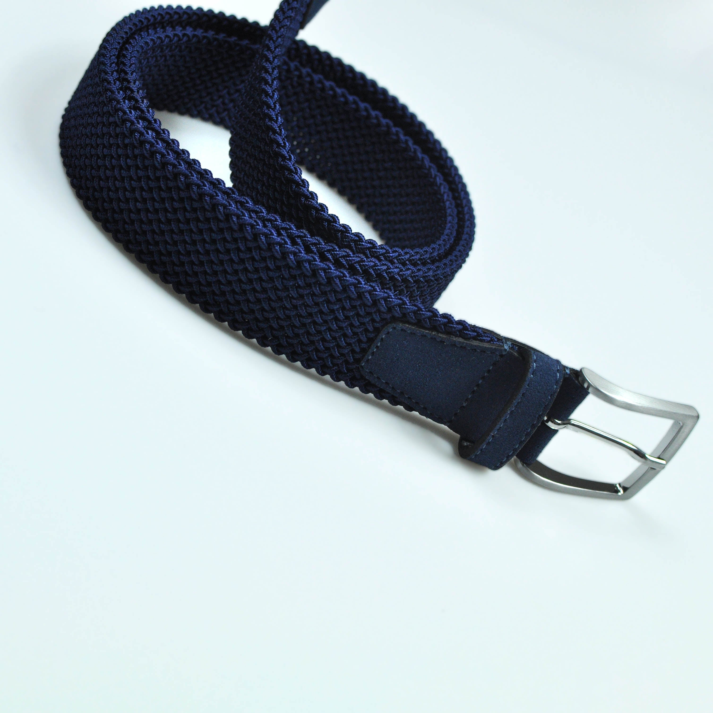 Royal Blue Woven Belt with Royal Blue Suede Trim & Brass Buckle