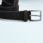 Claret Woven Belt with Claret Suede Trim & Brass Buckle