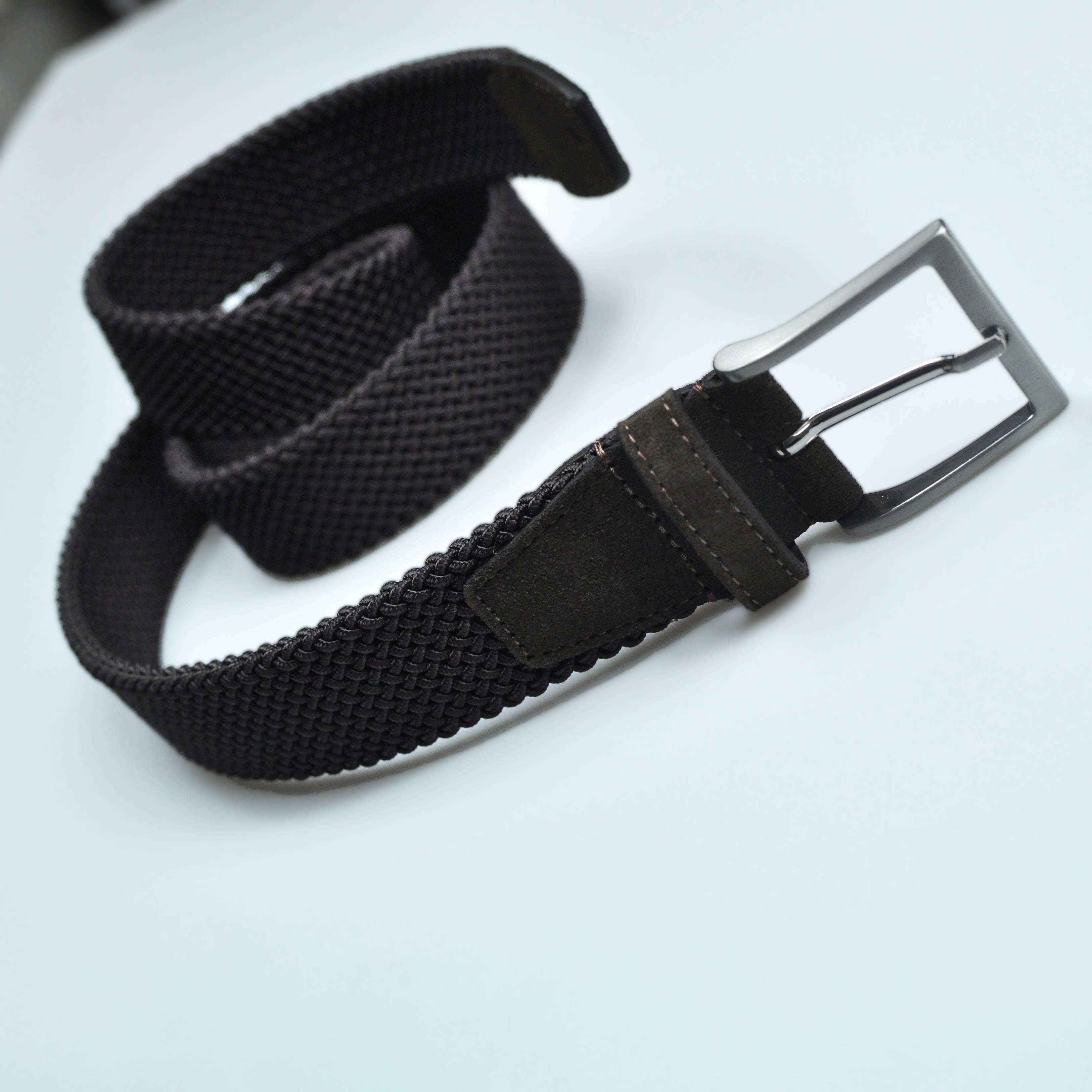 Claret Woven Belt with Claret Suede Trim & Brass Buckle