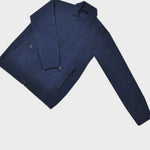 Wool Bomber Zip Cardigan in Denim Blue