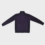 Wool Bomber Zip Cardigan in Claret