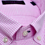 Seersucker Gingham Button Down Shirt in Pink