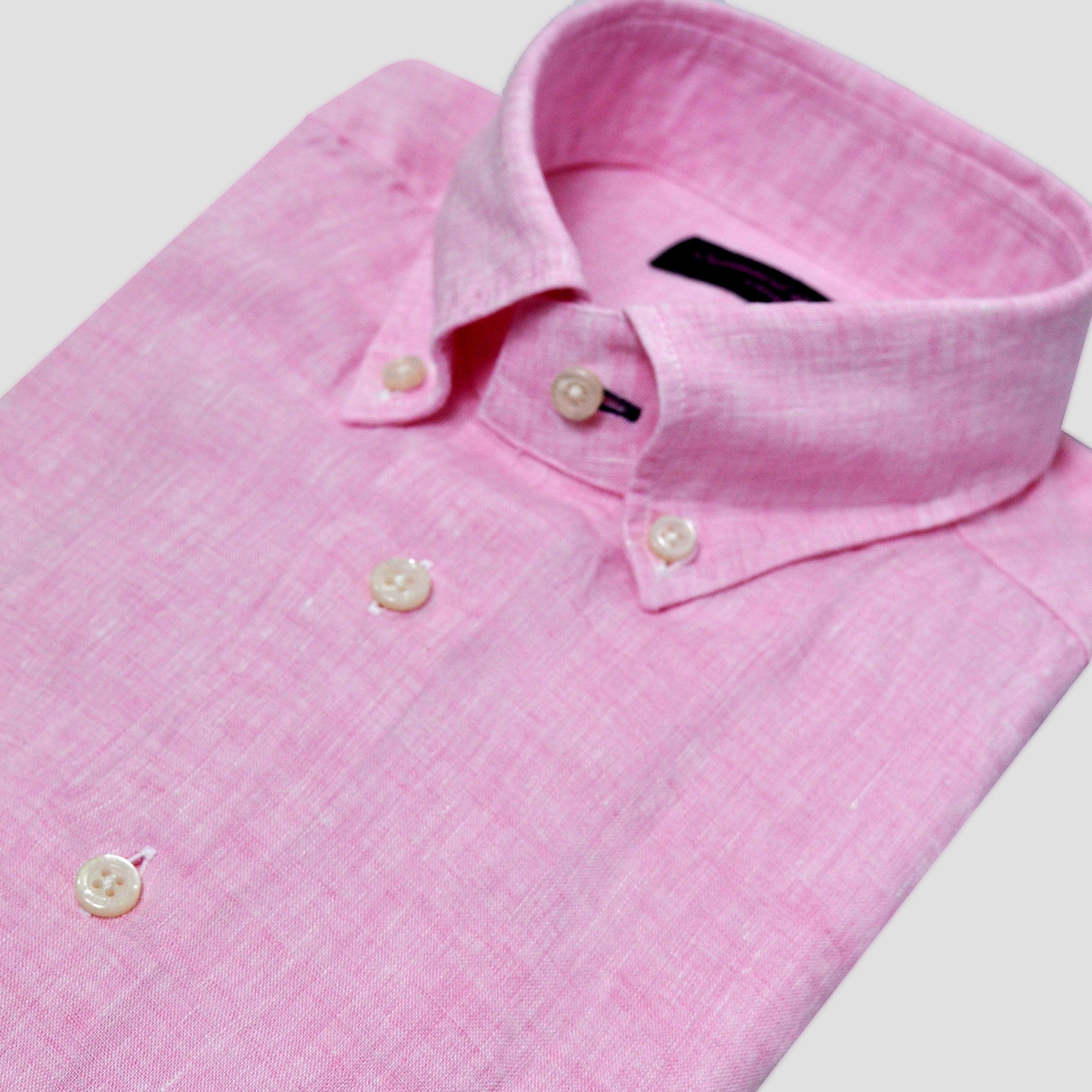 Linen Button Down Shirt in Pink
