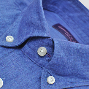 Linen Button Down Shirt in Denim Blue