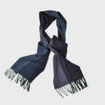 Three Panels of Colour Cashmere Scarf in Blues & Purples