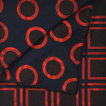 Squares & Hoops Reversible Panama Silk Pocket Square in Navy Blue & Red