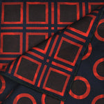 Squares & Hoops Reversible Panama Silk Pocket Square in Navy Blue & Red
