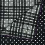 Dots & Checks Reversible Panama Silk Pocket Square in Charcoal & Grey