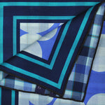Big Dots & Checks Reversible Panama Silk Pocket Square in Navy, Blue & Teal