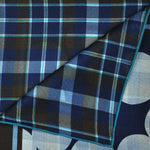 Big Dots & Checks Reversible Panama Silk Pocket Square in Navy, Blue & Brown