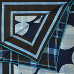 Big Dots & Checks Reversible Panama Silk Pocket Square in Navy, Blue & Brown