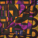 Hoops & Aztec Reversible Panama Silk Pocket Square in Brown & Pink & Ochre