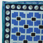 Geometrics & Paisley Reversible Panama Silk Pocket Square in Navy, Blue & Beige