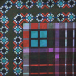 Diamonds & Squares & Camo Panama Silk Pocket Square in Greens & Blues & Reds